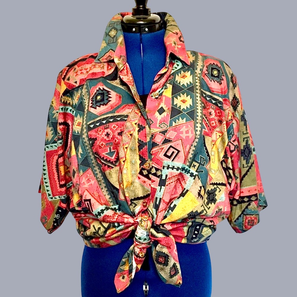 Vintage Jeri Marque Southwestern buttondown Blouse